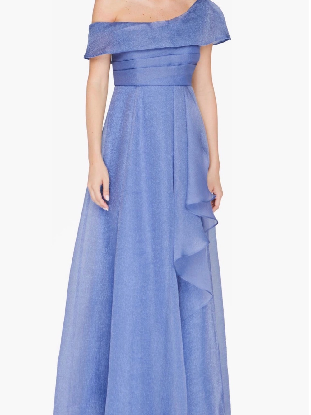 Dusty Blue One-Shoulder Chiffon Gown